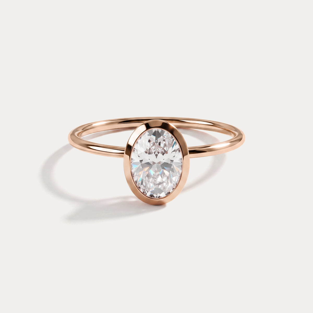 Sophia丨1CT Oval Cut Lab-Grown Diamond Bezel Engagement Ring in 14K Gold/Platinum - Rings