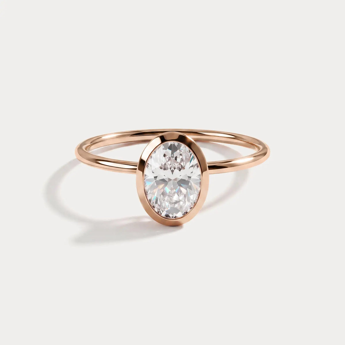 Sophia丨1CT Oval Cut Lab-Grown Diamond Bezel Engagement Ring in 14K Gold/Platinum - Rings