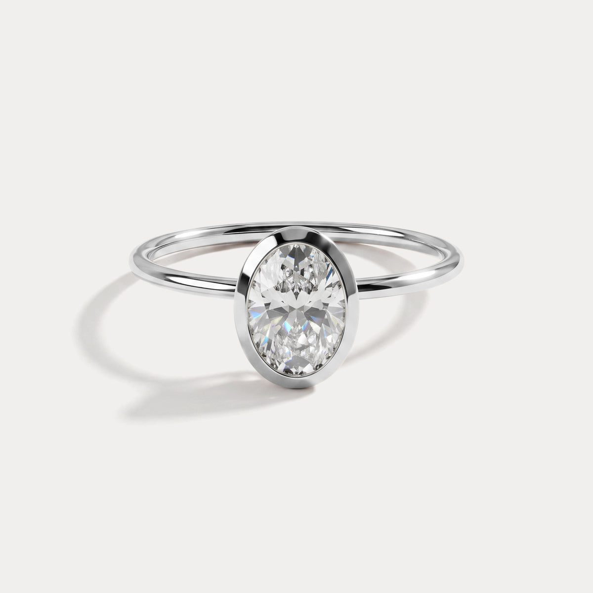 Sophia丨1CT Oval Cut Lab-Grown Diamond Bezel Engagement Ring in 14K Gold/Platinum - Rings