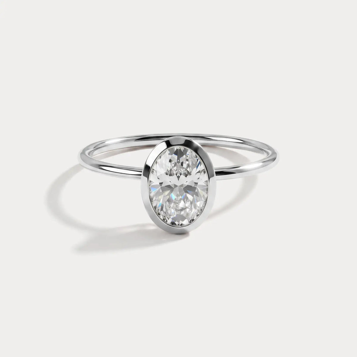 Sophia丨1CT Oval Cut Lab-Grown Diamond Bezel Engagement Ring in 14K Gold/Platinum - Rings