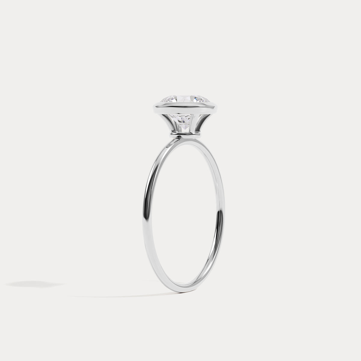 Sophia丨1CT Oval Cut Lab-Grown Diamond Bezel Engagement Ring in 14K Gold/Platinum - Rings