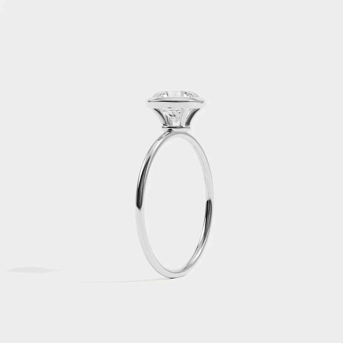 Sophia丨1CT Oval Cut Lab-Grown Diamond Bezel Engagement Ring in 14K Gold/Platinum - Rings