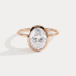 Sophia丨2CT Oval Cut Lab-Grown Diamond Bezel Engagement Ring in 14K Gold/Platinum - Rings