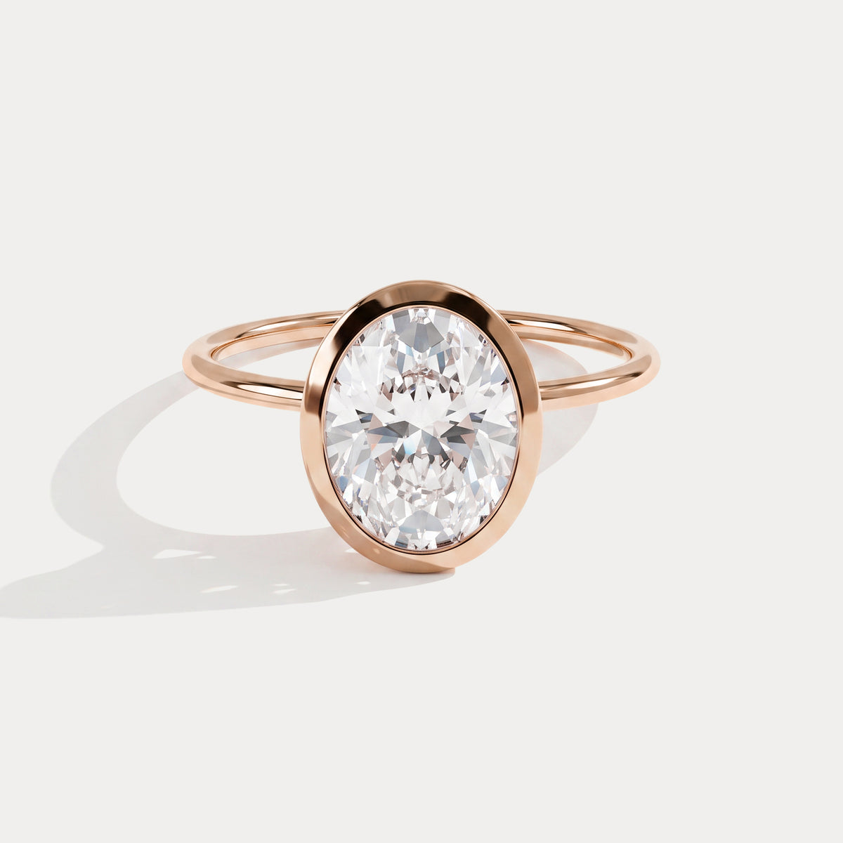 Sophia丨2CT Oval Cut Lab-Grown Diamond Bezel Engagement Ring in 14K Gold/Platinum - Rings