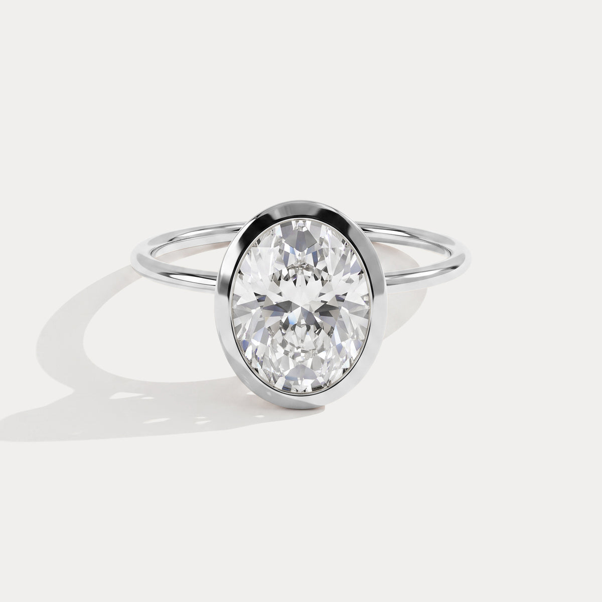 Sophia丨2CT Oval Cut Lab-Grown Diamond Bezel Engagement Ring in 14K Gold/Platinum - Rings