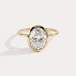 Sophia丨2CT Oval Cut Lab-Grown Diamond Bezel Engagement Ring in 14K Gold/Platinum - Rings