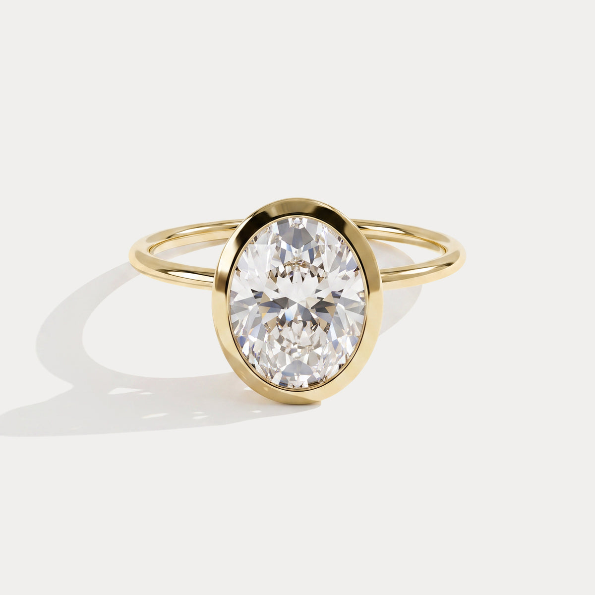 Sophia丨2CT Oval Cut Lab-Grown Diamond Bezel Engagement Ring in 14K Gold/Platinum - Rings