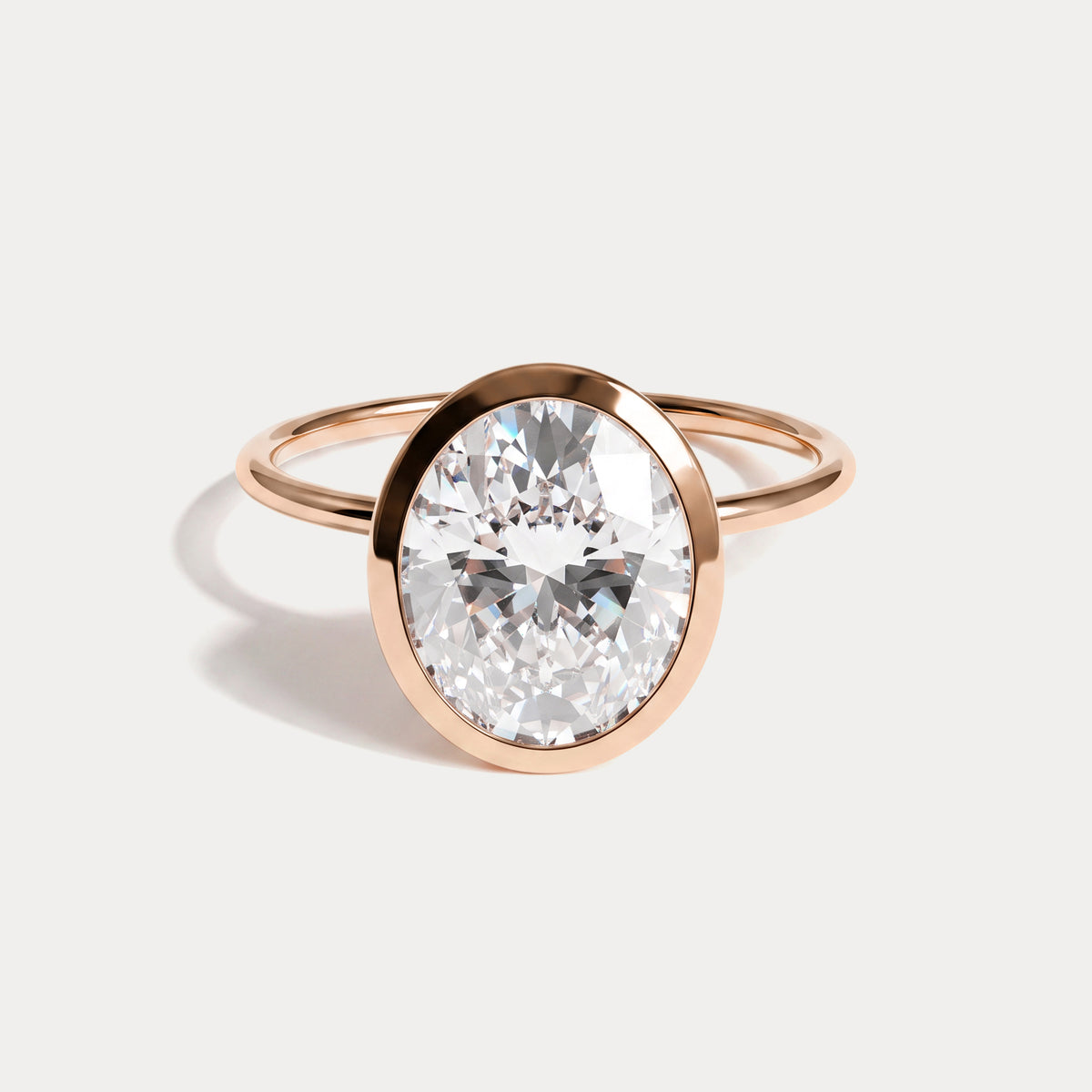 Sophia丨3CT Oval Cut Lab-Grown Diamond Bezel Engagement Ring in 14K Gold/Platinum - Rings