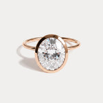 Sophia丨3CT Oval Cut Lab-Grown Diamond Bezel Engagement Ring in 14K Gold/Platinum - Rings
