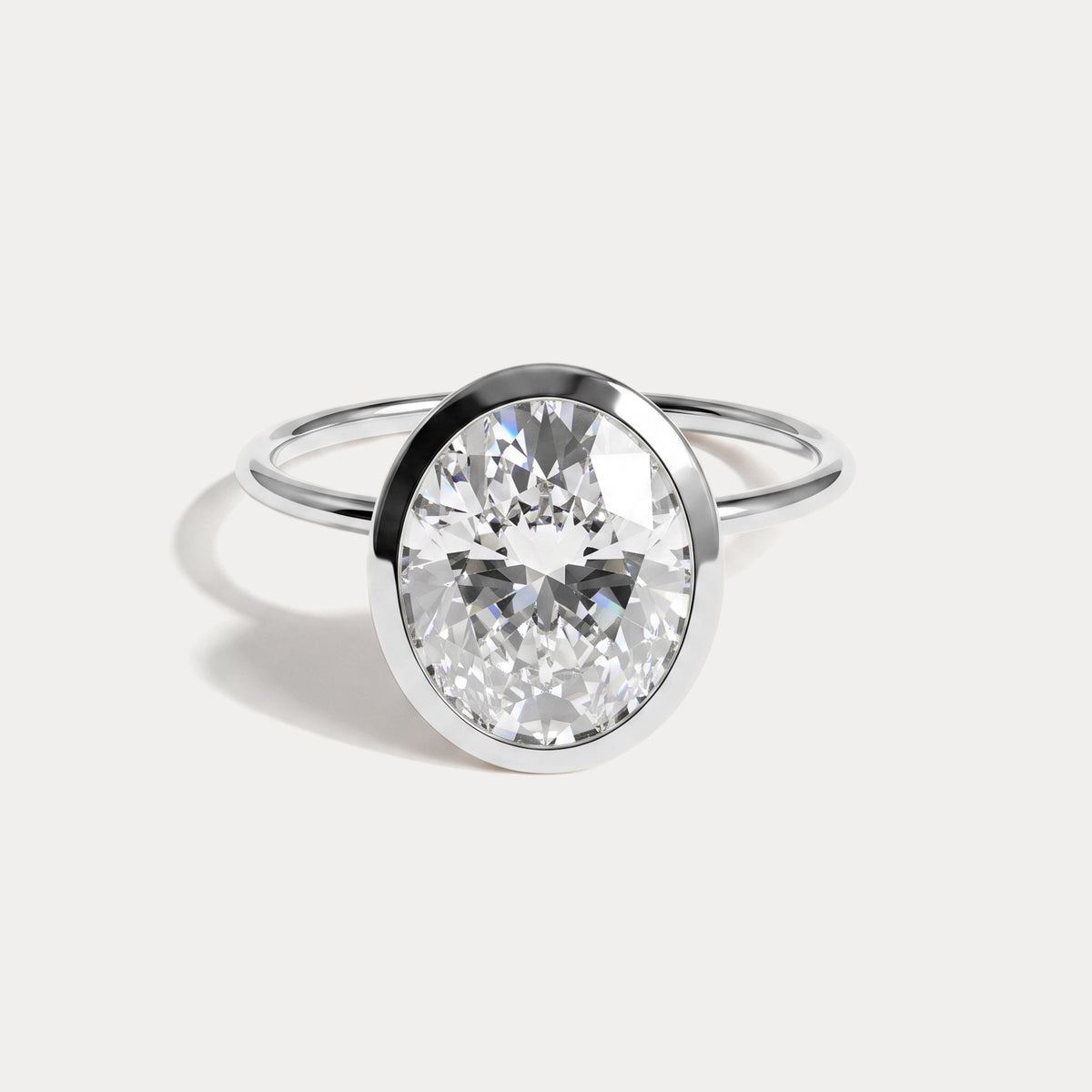 Sophia丨3CT Oval Cut Lab-Grown Diamond Bezel Engagement Ring in 14K Gold/Platinum - Rings