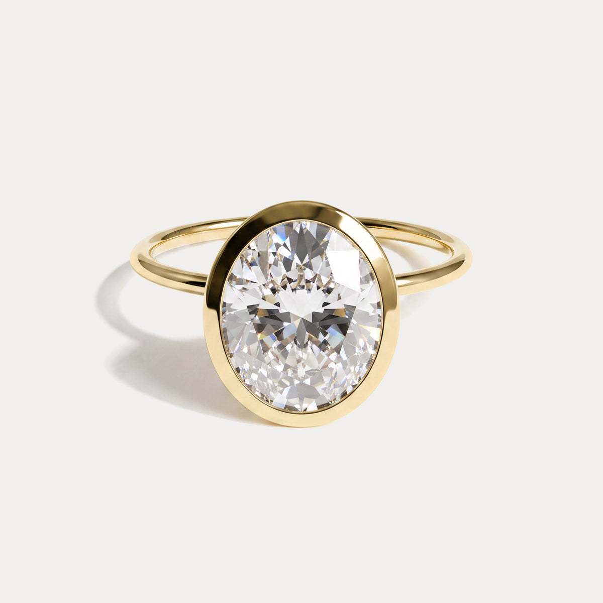 Sophia丨3CT Oval Cut Lab-Grown Diamond Bezel Engagement Ring in 14K Gold/Platinum - Rings