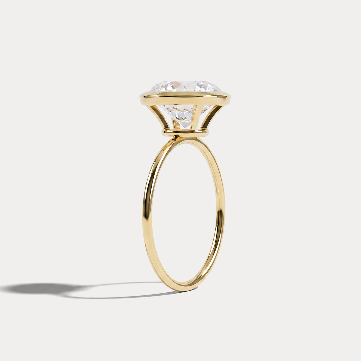 Sophia丨3CT Oval Cut Lab-Grown Diamond Bezel Engagement Ring in 14K Gold/Platinum - Rings