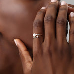 14K Solid Gold Two Stone Bezel Promise Ring With Lab Diamond - 