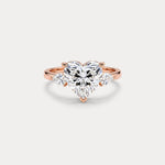 Rosalie丨Heart Lab Diamond Engagement Ring with Pear Accents - Rings