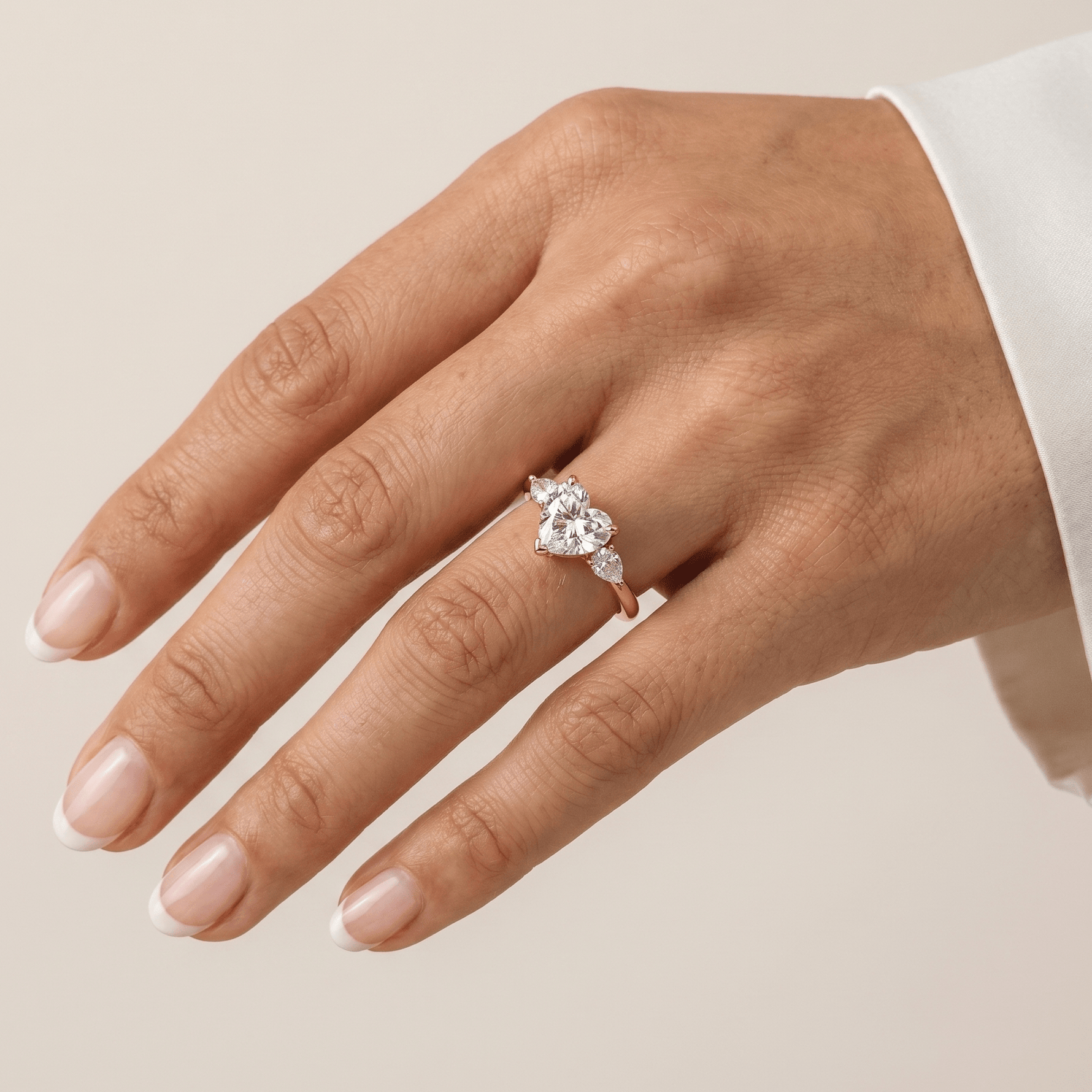 Rosalie丨Heart Lab Diamond Engagement Ring with Pear Accents - Rings