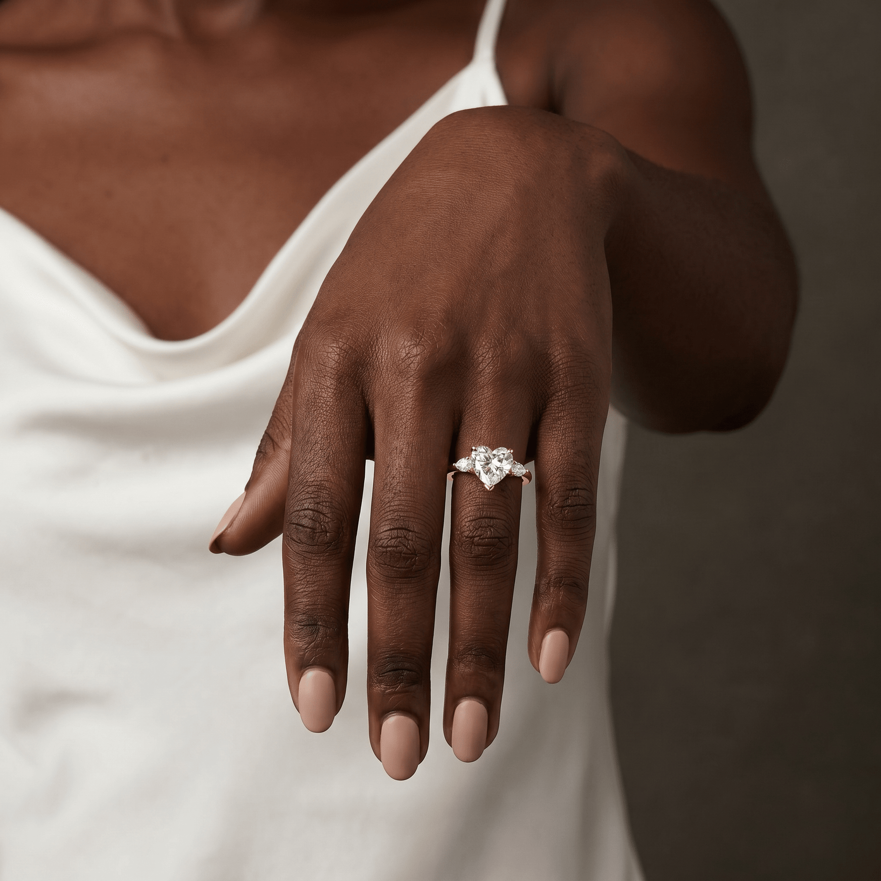 Rosalie丨Heart Lab Diamond Engagement Ring with Pear Accents - Rings