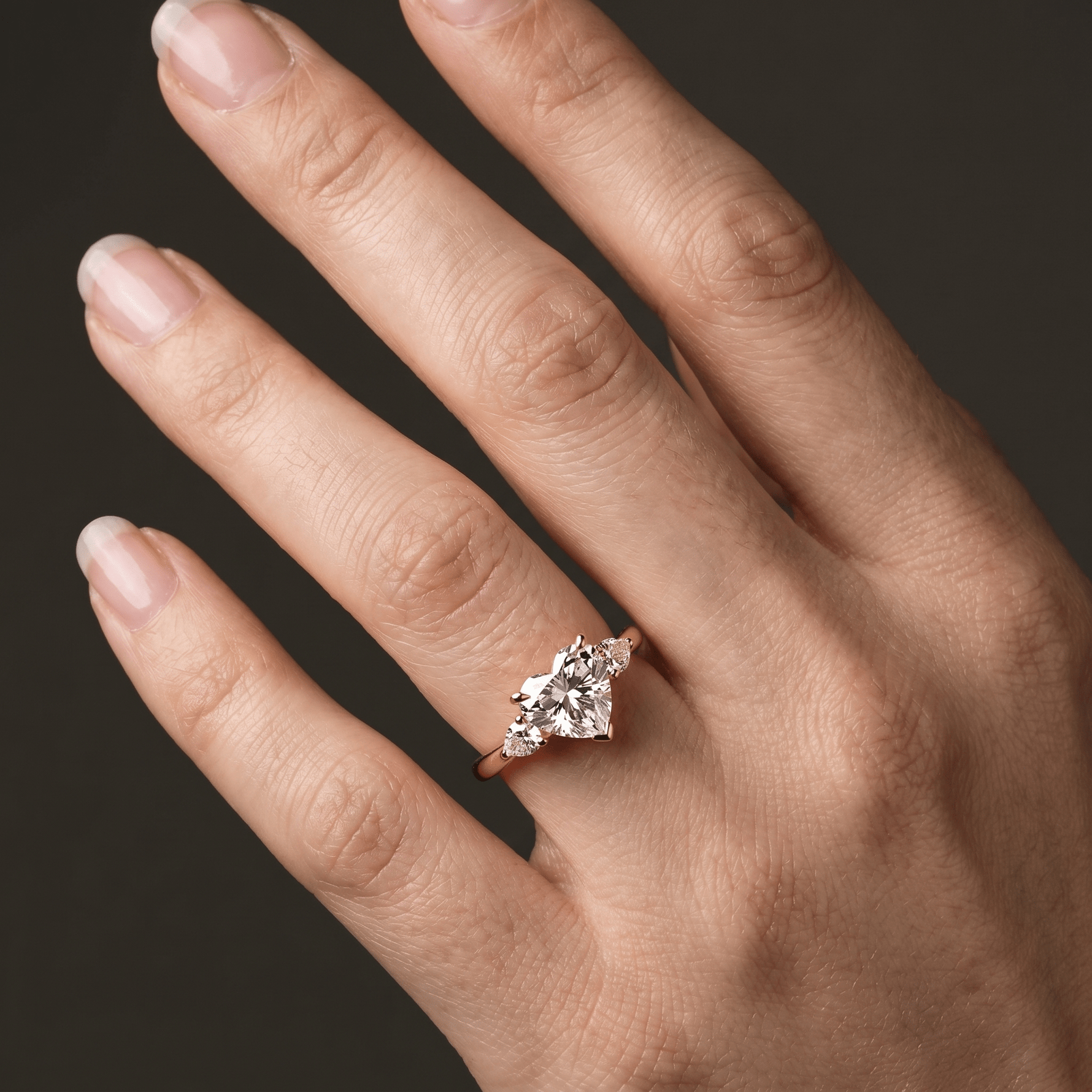 Rosalie丨Heart Lab Diamond Engagement Ring with Pear Accents - Rings