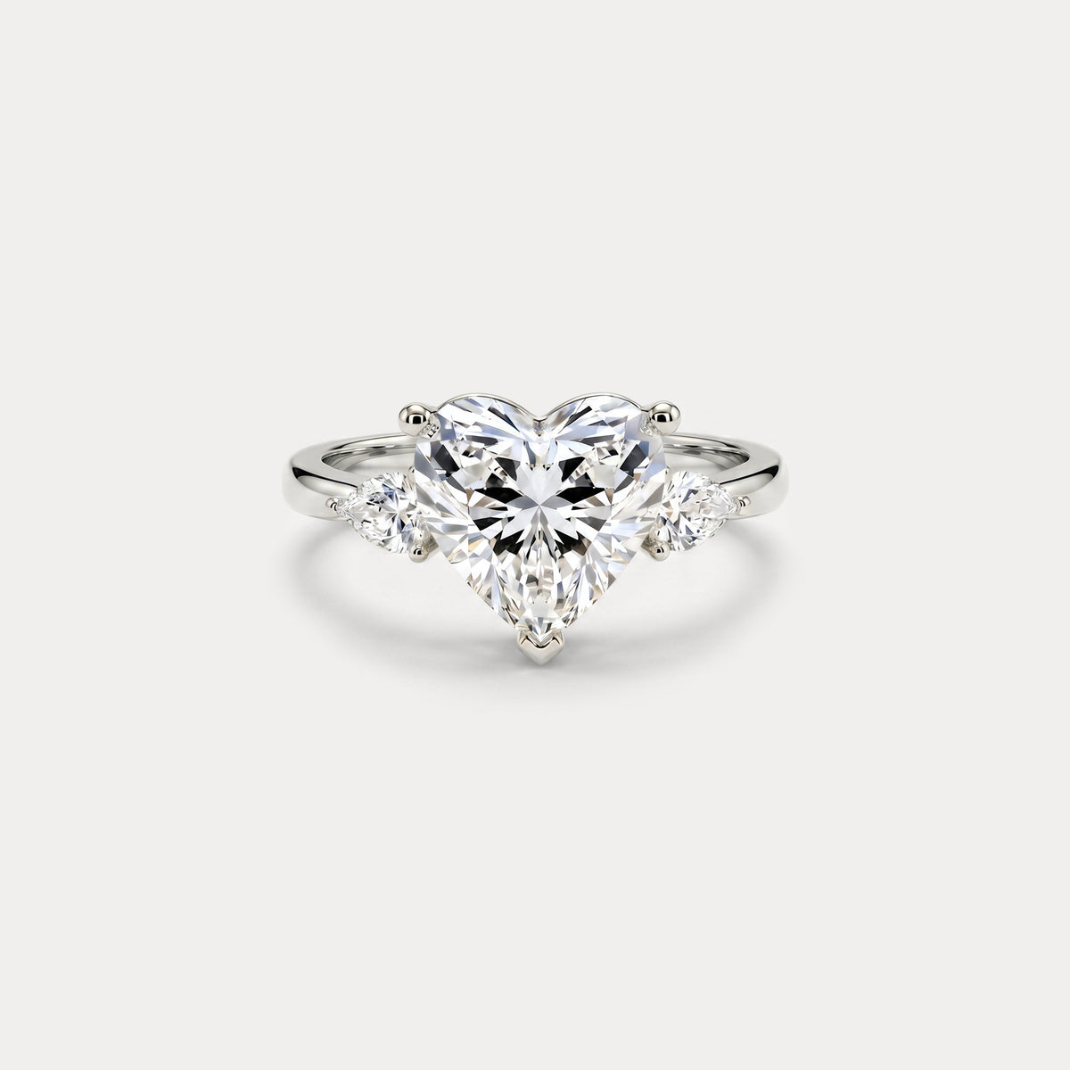 Rosalie丨Heart Lab Diamond Engagement Ring with Pear Accents - Rings