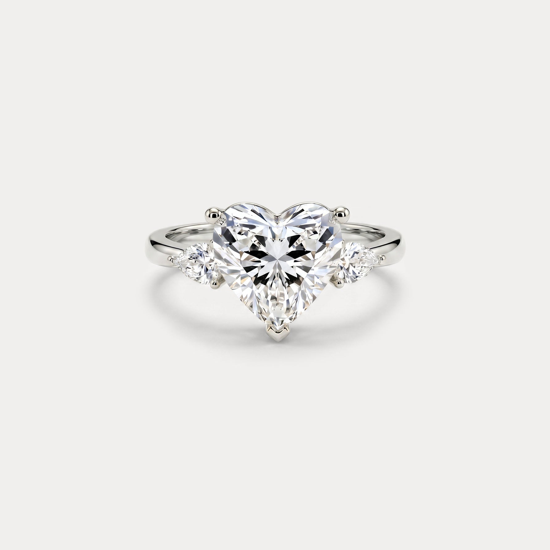 Rosalie丨Heart Lab Diamond Engagement Ring with Pear Accents - Rings