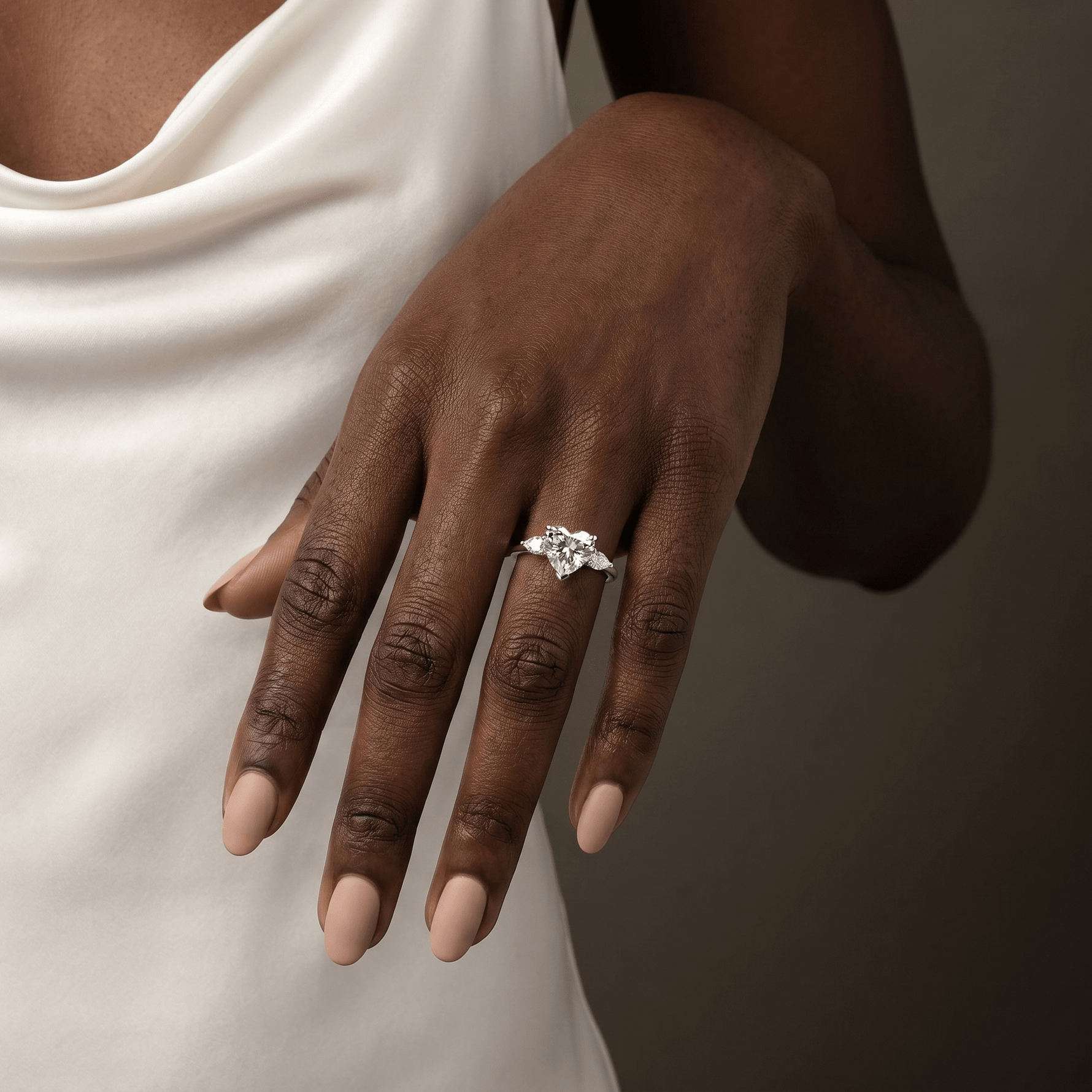 Rosalie丨Heart Lab Diamond Engagement Ring with Pear Accents - Rings
