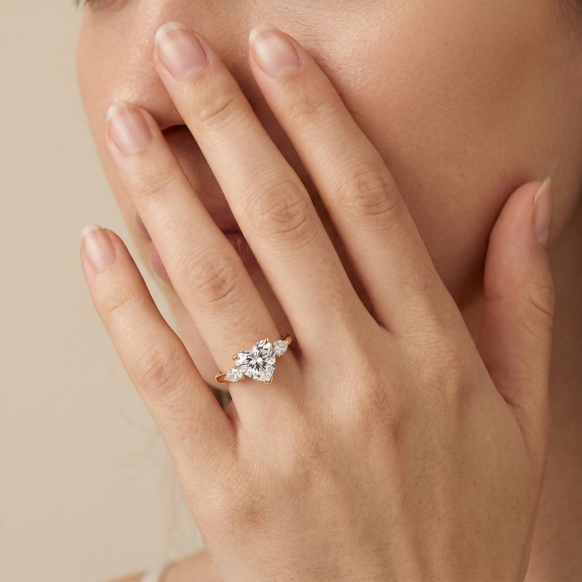 Rosalie丨Heart Lab Diamond Engagement Ring with Pear Accents - Rings