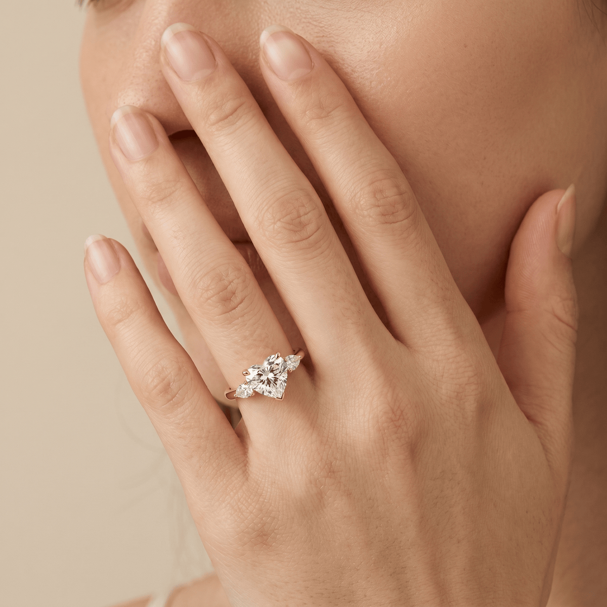 Rosalie丨Heart Lab Diamond Engagement Ring with Pear Accents - Rings