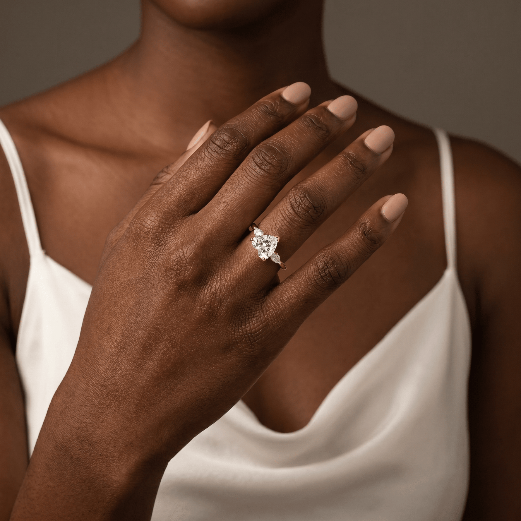 Rosalie丨Heart Lab Diamond Engagement Ring with Pear Accents - Rings