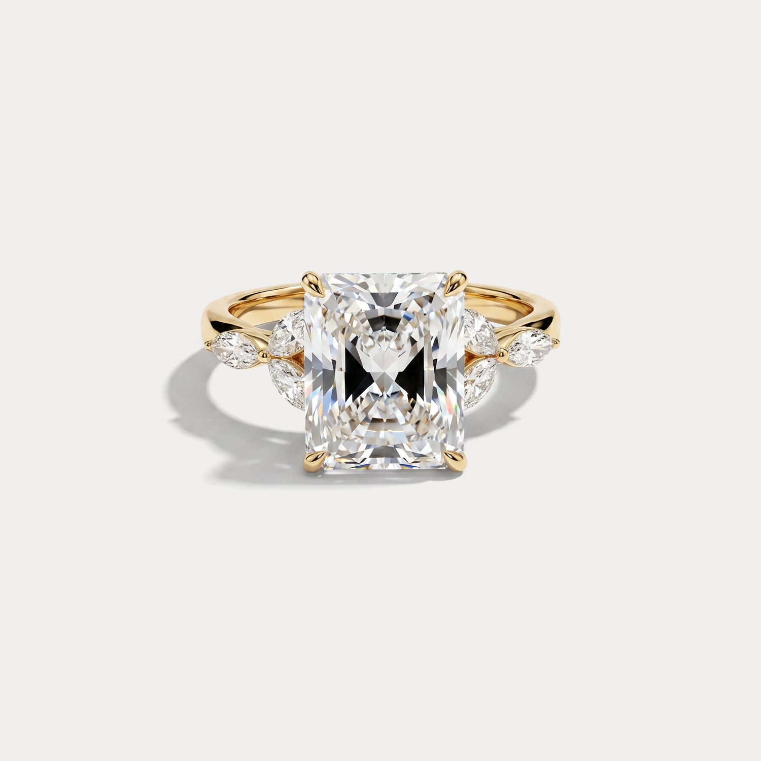 Fauna丨Radiant Lab - Grown Diamond Engagement Ring with Petal Accents - Rings