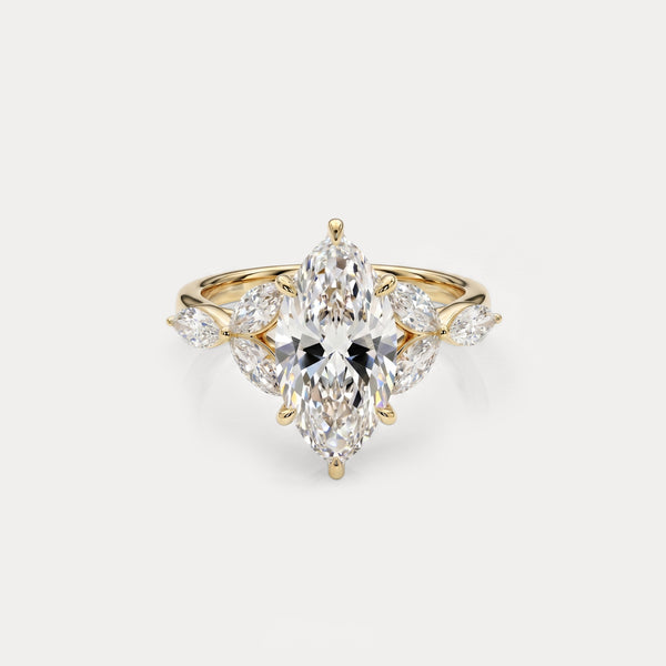 Sable丨Marquise Lab-Grown Diamond Engagement Ring with Petal Accents