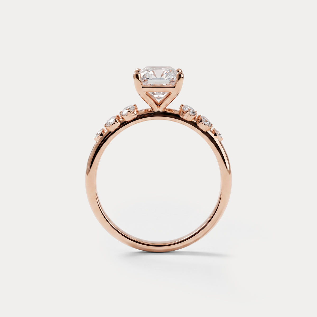 Lauren丨Radiant Lab Diamond Engagement Ring with Floral Diamond Cluster Accents - Rings