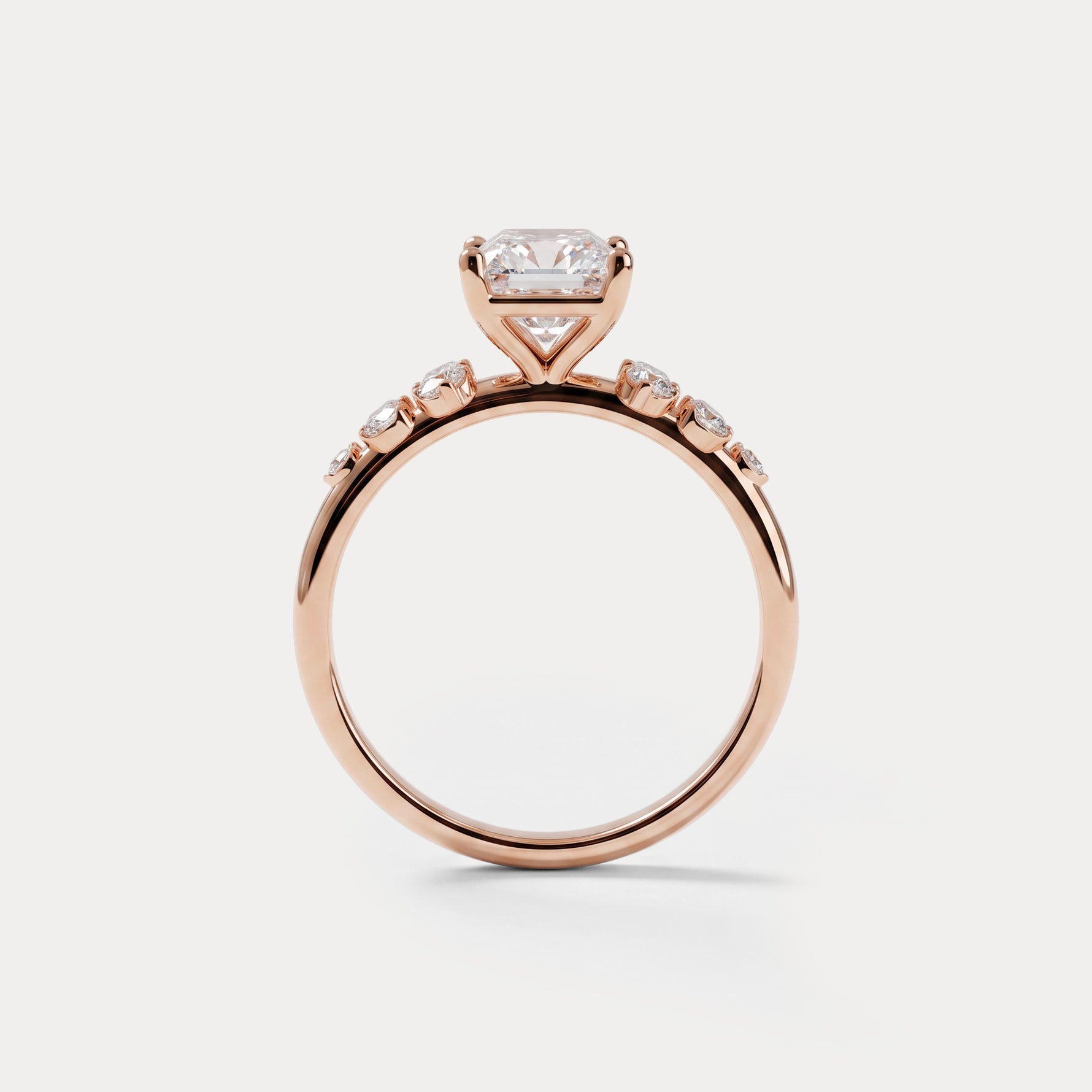 Lauren丨Radiant Lab Diamond Engagement Ring with Floral Diamond Cluster Accents - Rings