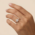 Lauren丨Radiant Lab Diamond Engagement Ring with Floral Diamond Cluster Accents - Rings