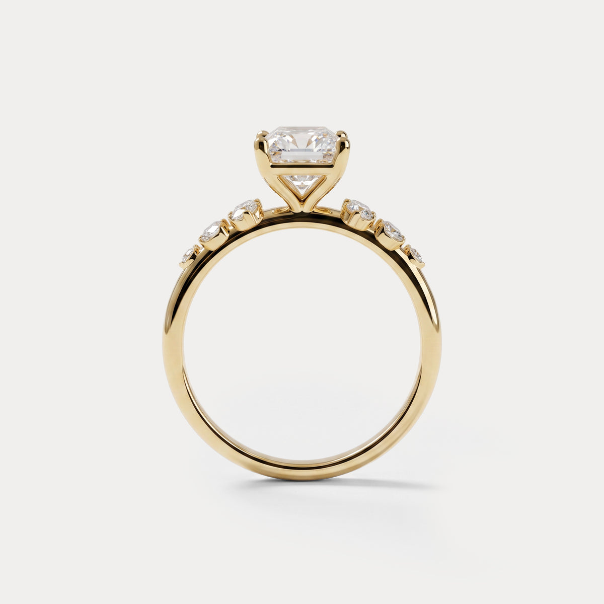 Lauren丨Radiant Lab Diamond Engagement Ring with Floral Diamond Cluster Accents - Rings