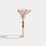 Pear Lab Diamond Engagement Ring with Floral Diamond Cluster Accents - Rings