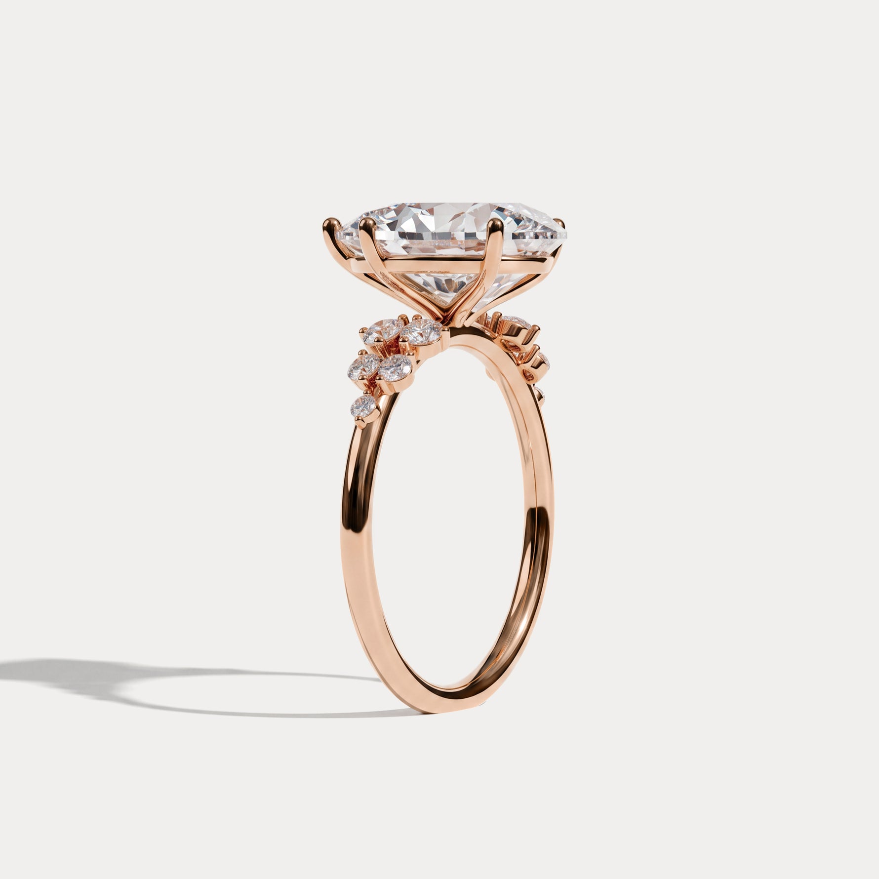 Sloane丨Pear Lab Diamond Engagement Ring with Floral Diamond Cluster Accents - Rings