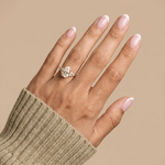 Pear Lab Diamond Engagement Ring with Floral Diamond Cluster Accents - Rings