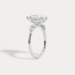 Pear Lab Diamond Engagement Ring with Floral Diamond Cluster Accents - Rings