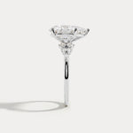 Pear Lab Diamond Engagement Ring with Floral Diamond Cluster Accents - Rings