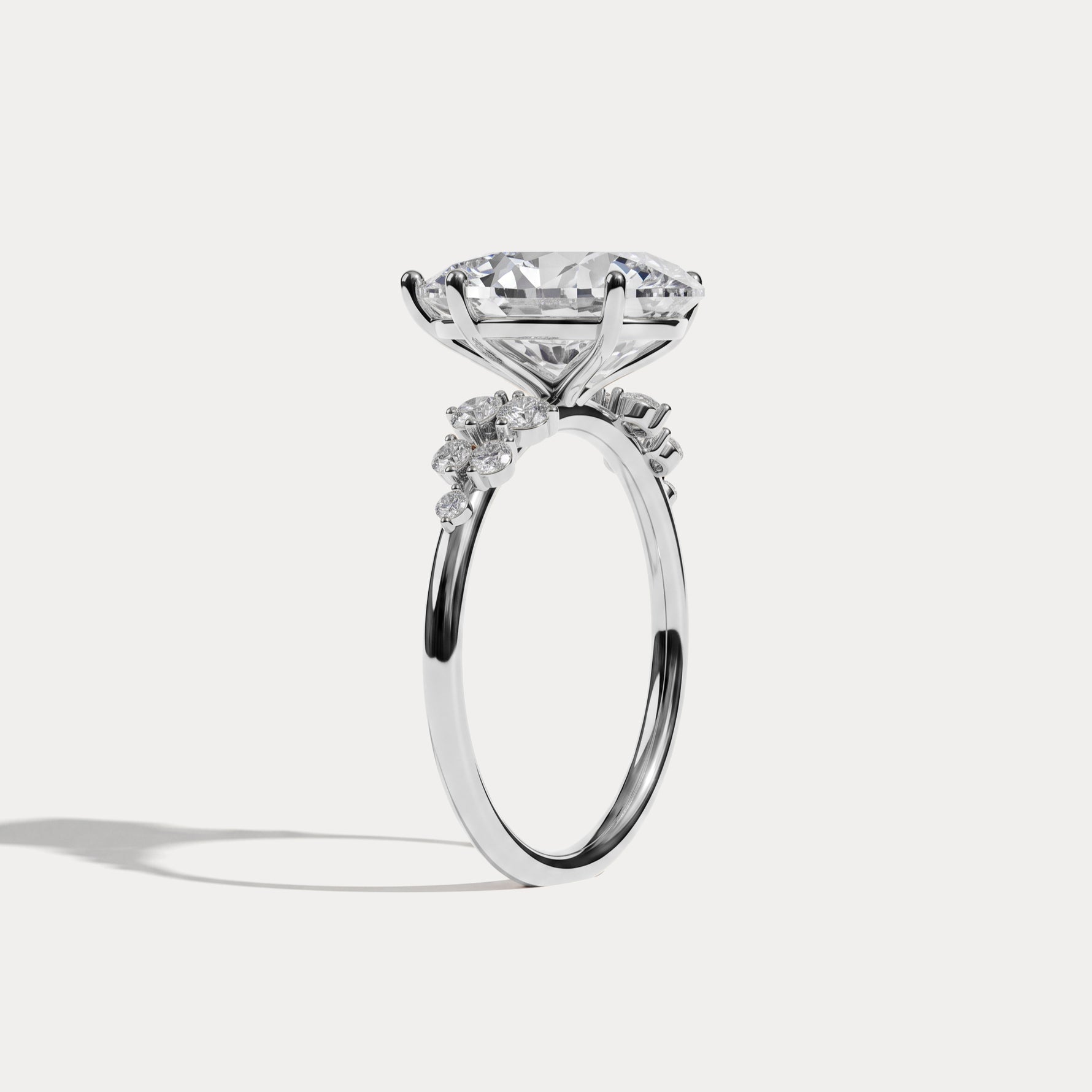 Sloane丨Pear Lab Diamond Engagement Ring with Floral Diamond Cluster Accents - Rings