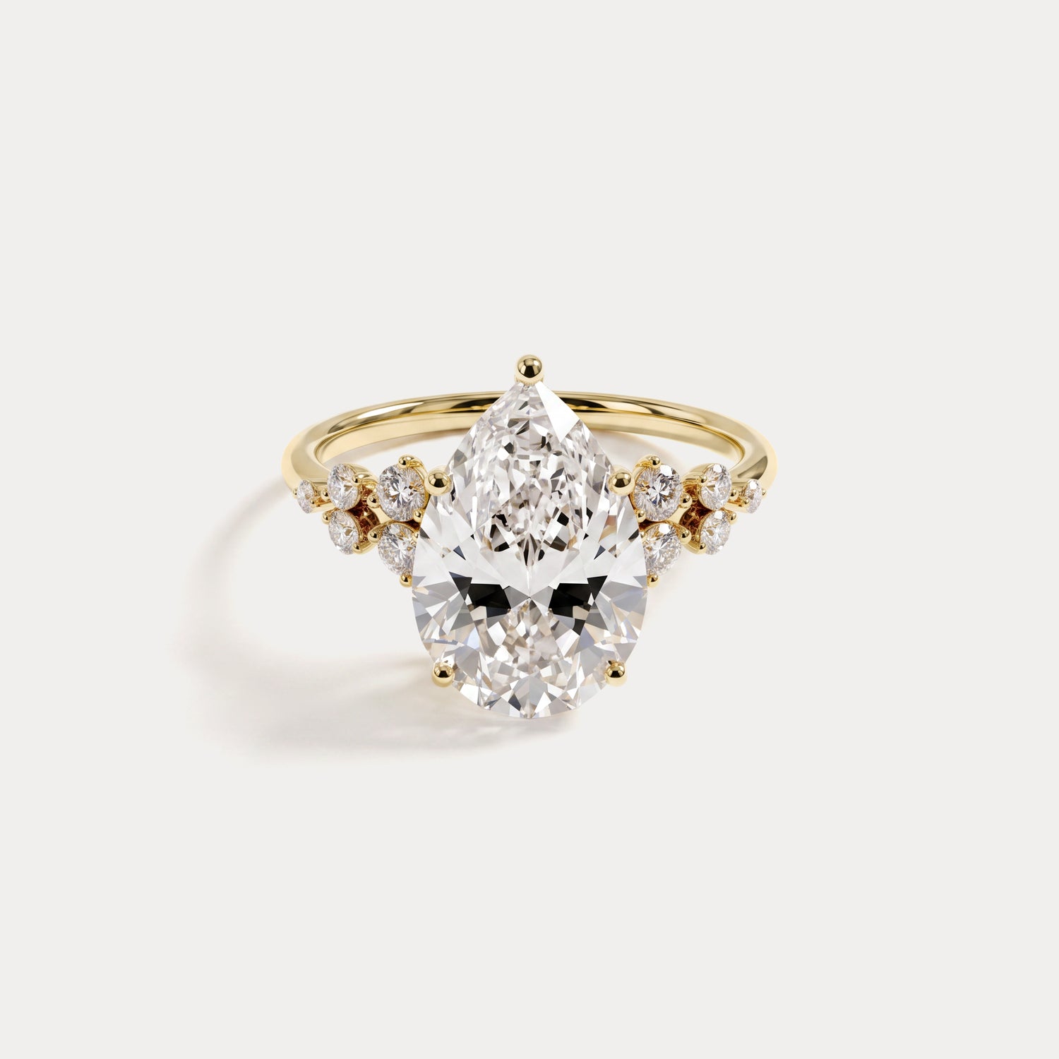 Sloane丨Pear Lab Diamond Engagement Ring with Floral Diamond Cluster Accents