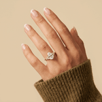 Pear Lab Diamond Engagement Ring with Floral Diamond Cluster Accents - Rings