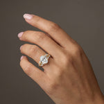 Vesper丨Oval Lab Diamond Engagement Ring with Marquise Leaf Diamond Band - Rings