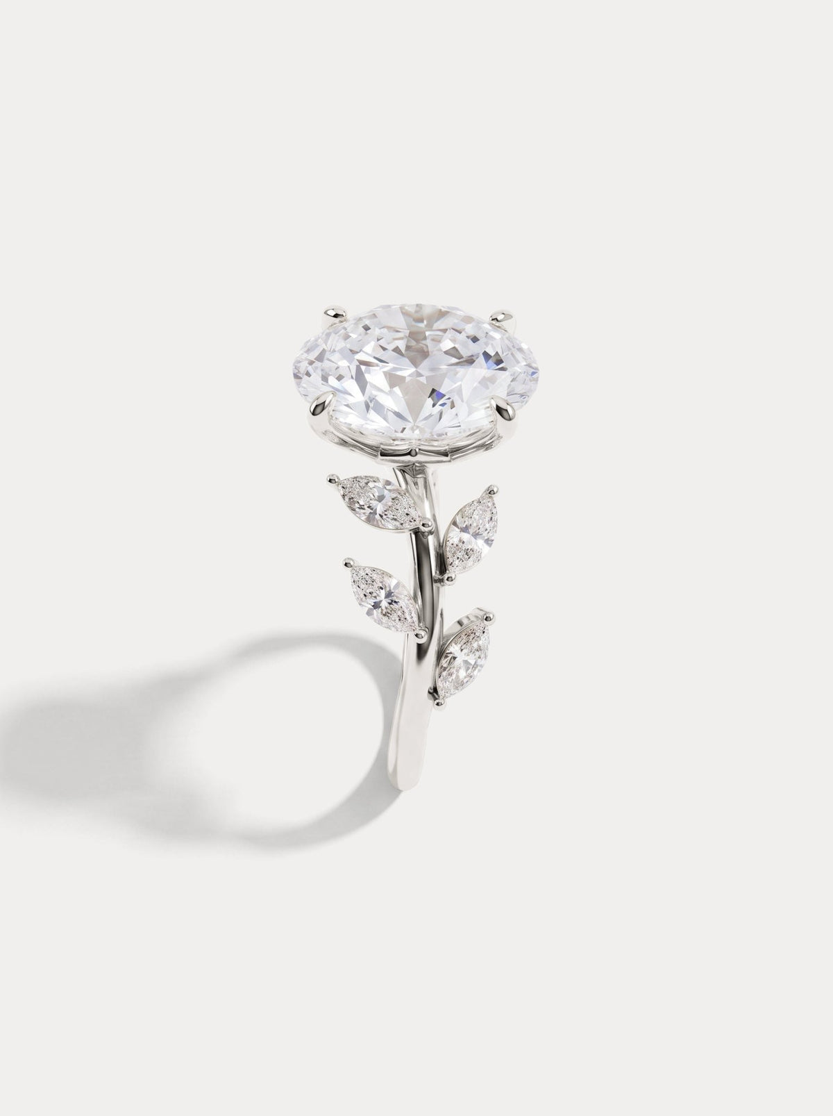 Vesper丨Oval Lab Diamond Engagement Ring with Marquise Leaf Diamond Band - Rings