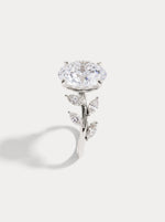 Vesper丨Oval Lab Diamond Engagement Ring with Marquise Leaf Diamond Band - Rings