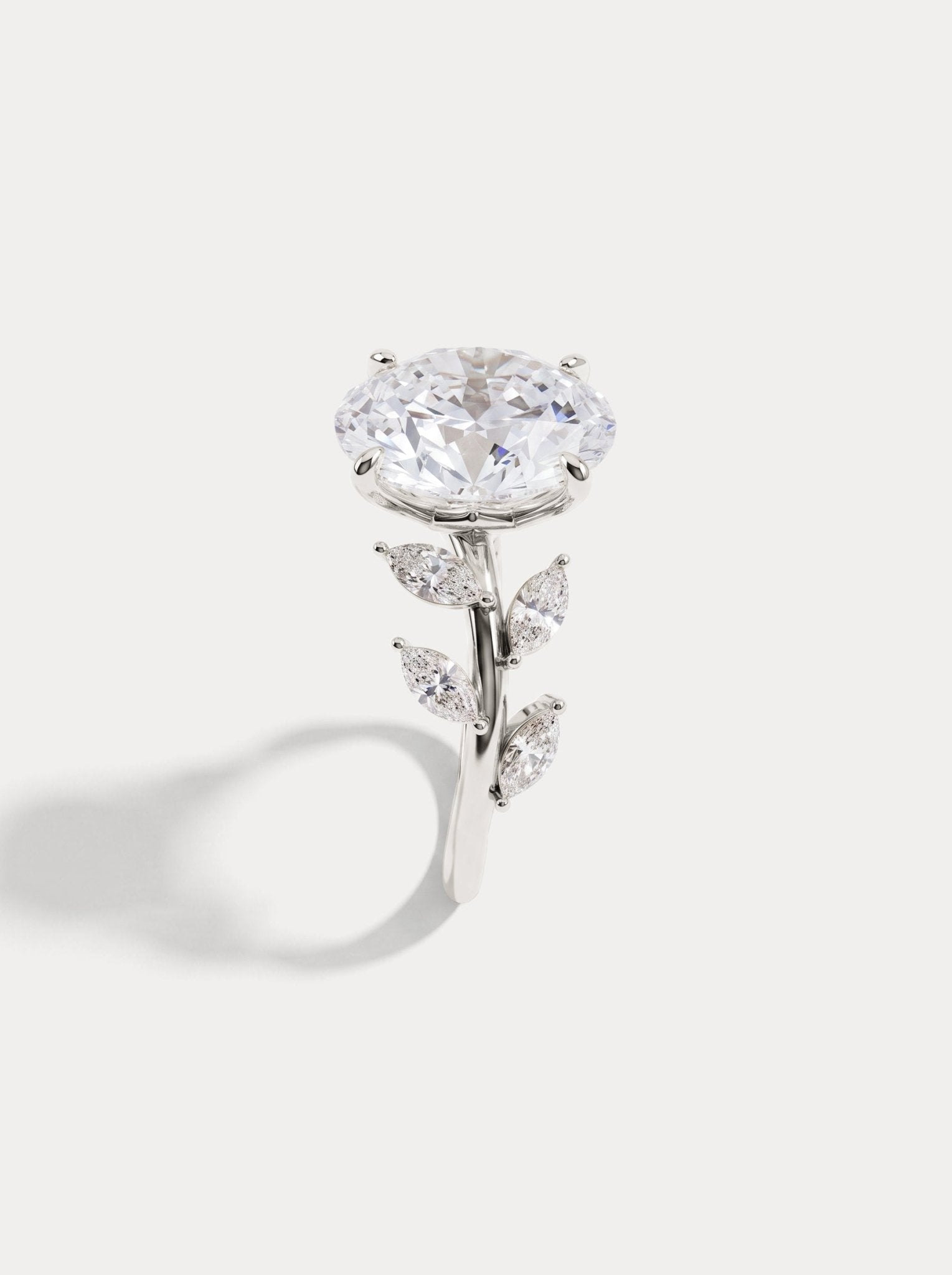 Vesper丨Oval Lab Diamond Engagement Ring with Marquise Leaf Diamond Band - Rings
