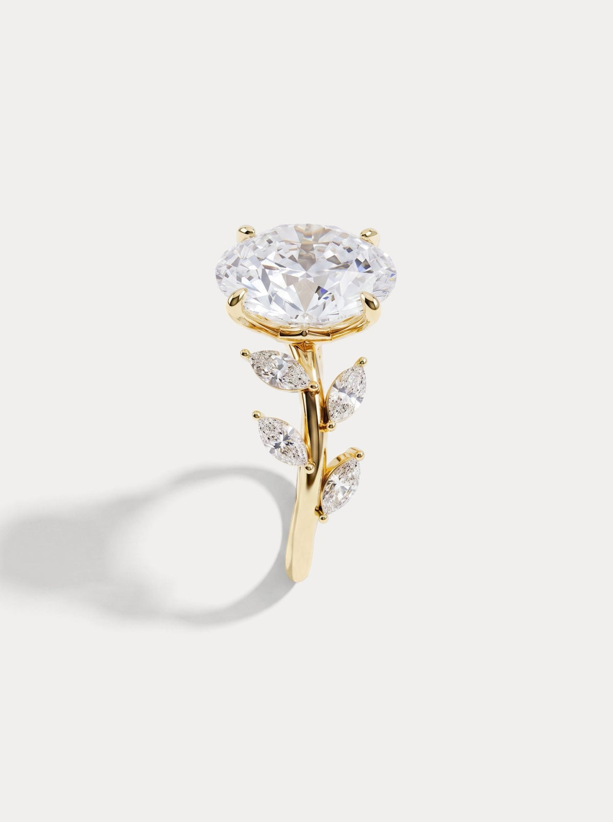 Vesper丨Oval Lab Diamond Engagement Ring with Marquise Leaf Diamond Band - Rings