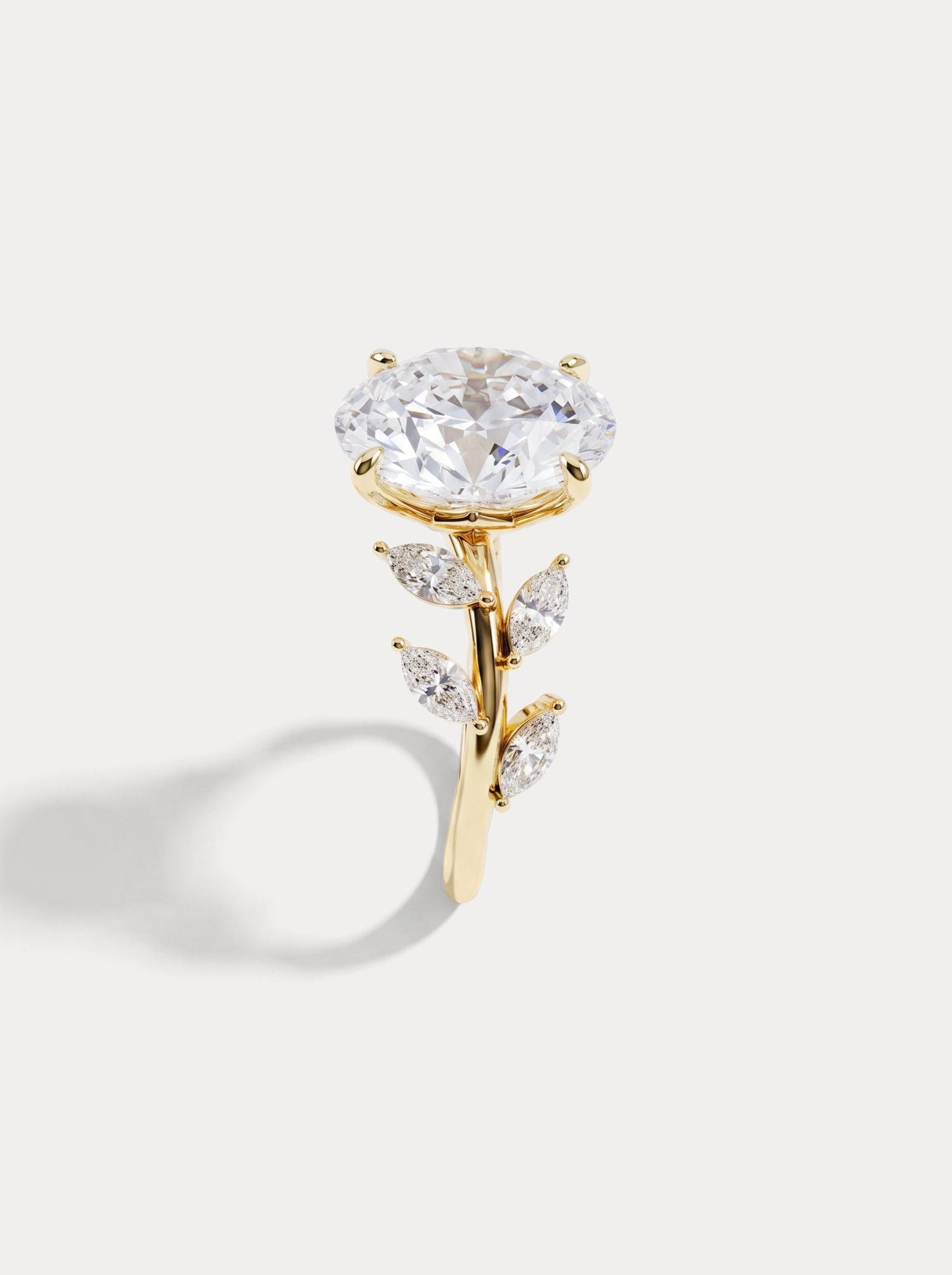 Vesper丨Oval Lab Diamond Engagement Ring with Marquise Leaf Diamond Band - Rings
