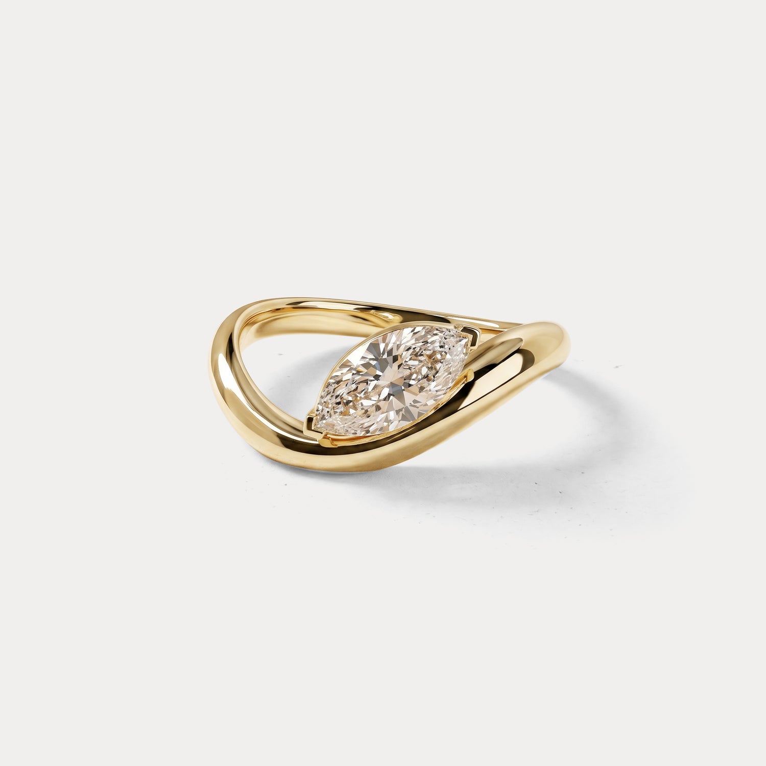 Marquise-Shaped Lab Grown Diamond Curved Ring - Rings