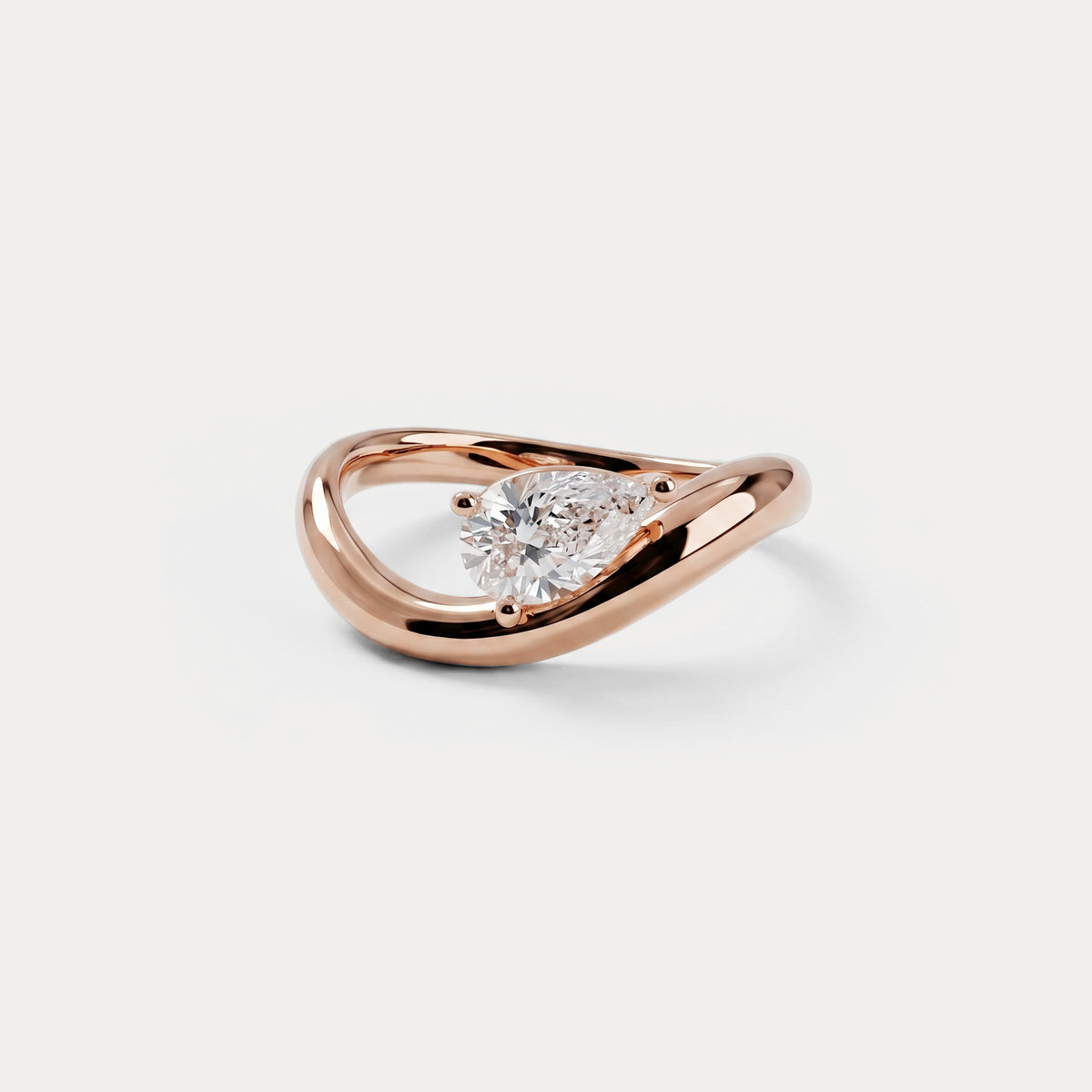Prong Pear Lab Grown Diamond Wave Ring - Rings