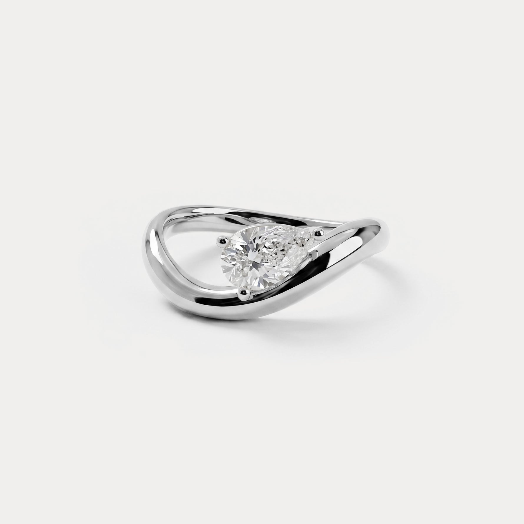 Prong Pear Lab Grown Diamond Wave Ring - Rings